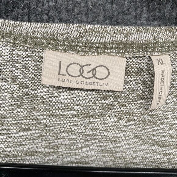 LOGO Lori Goldstein Cardigan Sweater XL Green Open Front Drape Comfy Lounge - Picture 4 of 8